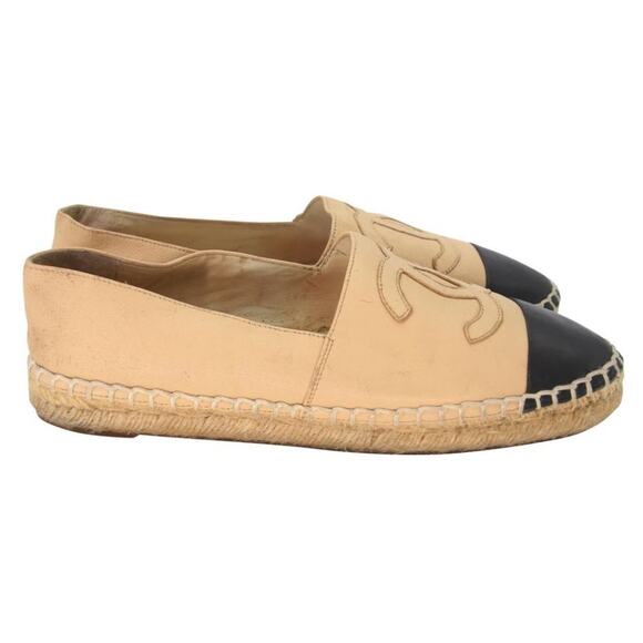 Chanel Espadrille 37 Large CC Leather Embroidered Cap Toe Flats CC-0803N-0004 - Picture 6 of 11